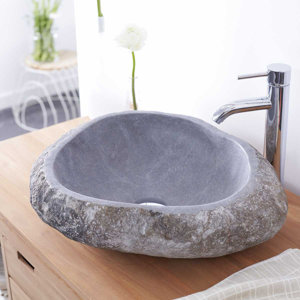 Tikamoon 43 cm Aufsatz-Waschbecken Galet River Stone