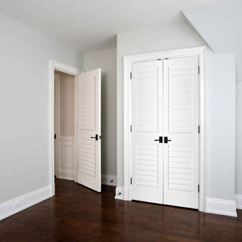 Trimlite Louvered Wood Primed Plantation Interior Shaker Prehung