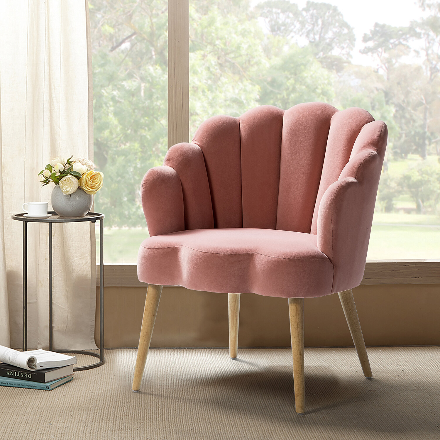 wayfair pink velvet chair