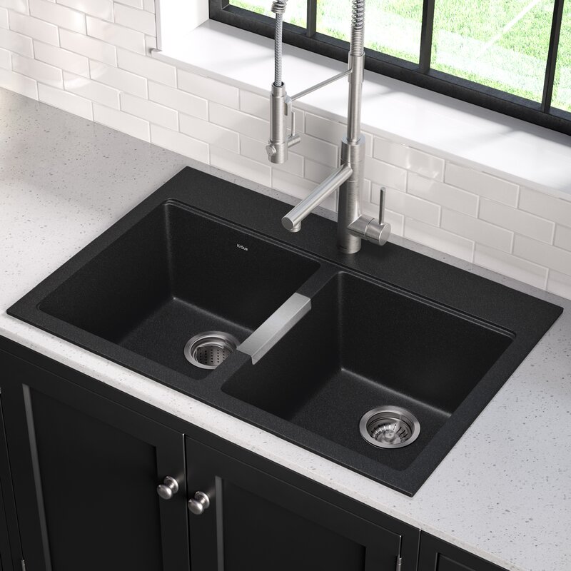 Kraus 33 L X 22 W Double Basin Dual Mount Kitchen Sink