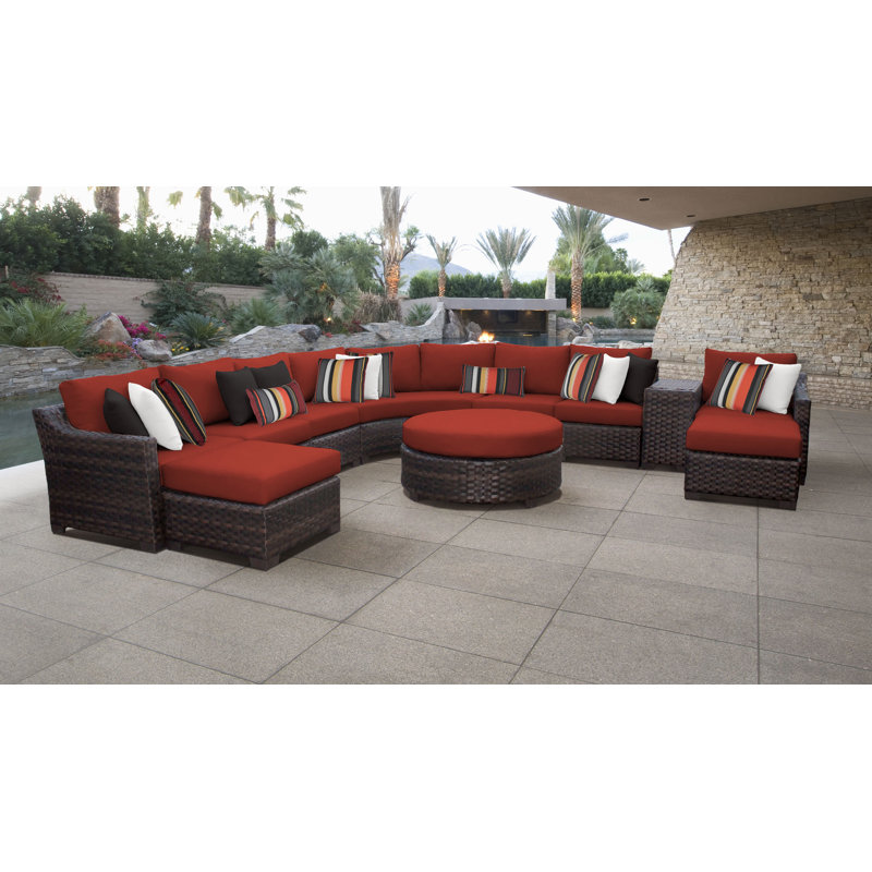 Kathy Ireland Homes Gardens By Tk Classics River Brook 11 Piece Rattan Sectional Seating Group With Cushions Wayfair