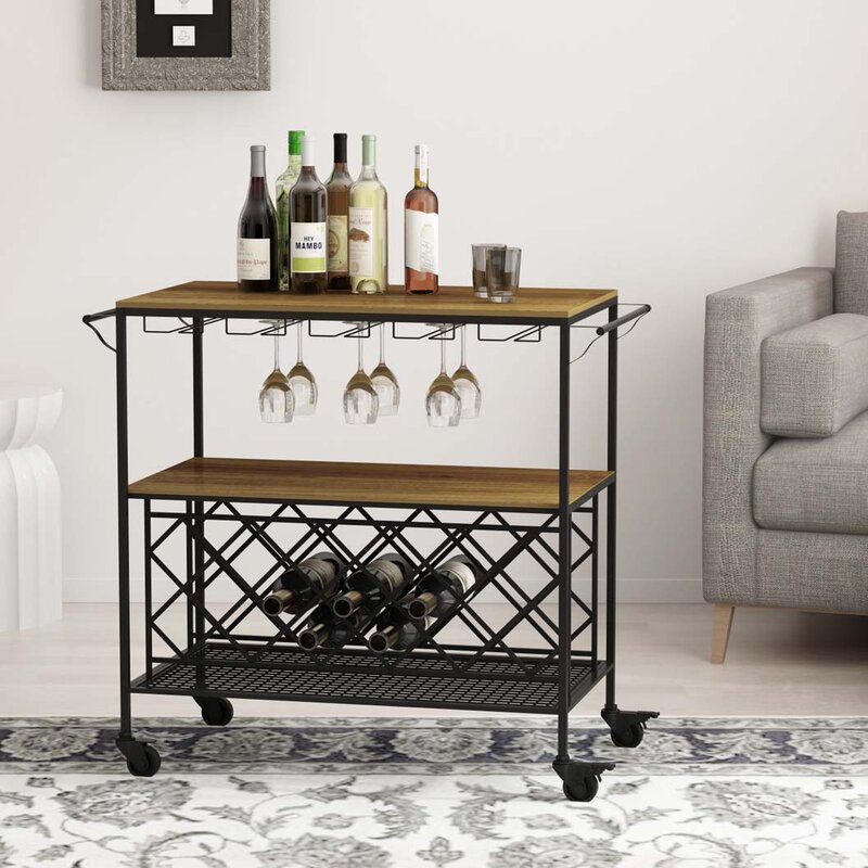 bar cart with wine rack