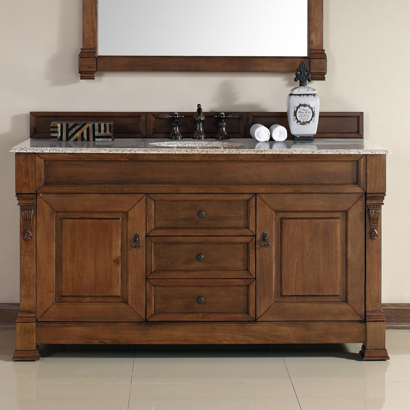 Darby Home Co Bedrock 60 Single Country Oak Bathroom Vanity Set Bedrock 60 Single Country Oak Bathroom Vanity Set With Drawers