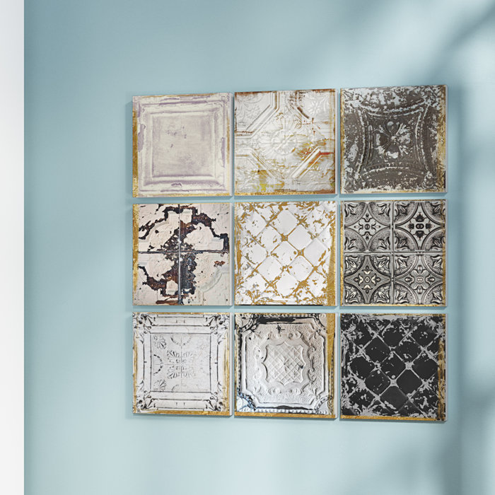 Vintage Tin Tiles 9 Piece Canvas Wall Art Set Vintage Tin Tiles 9 Piece Canvas Wall Art Set