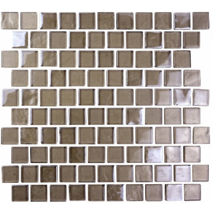 Landscape Abolos 1" x 1" Glazed V1-Uniform Appearance Dark Gray Glass Handmade Backsplash Bathroom Mosaic Wall & Floor Tile by