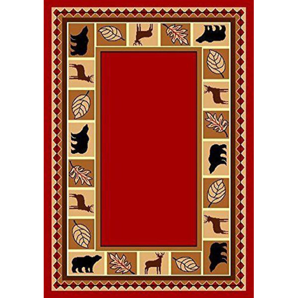 Millwood Pines Otsego Moose Lodge Cabin Lodge Red Beige Black Area