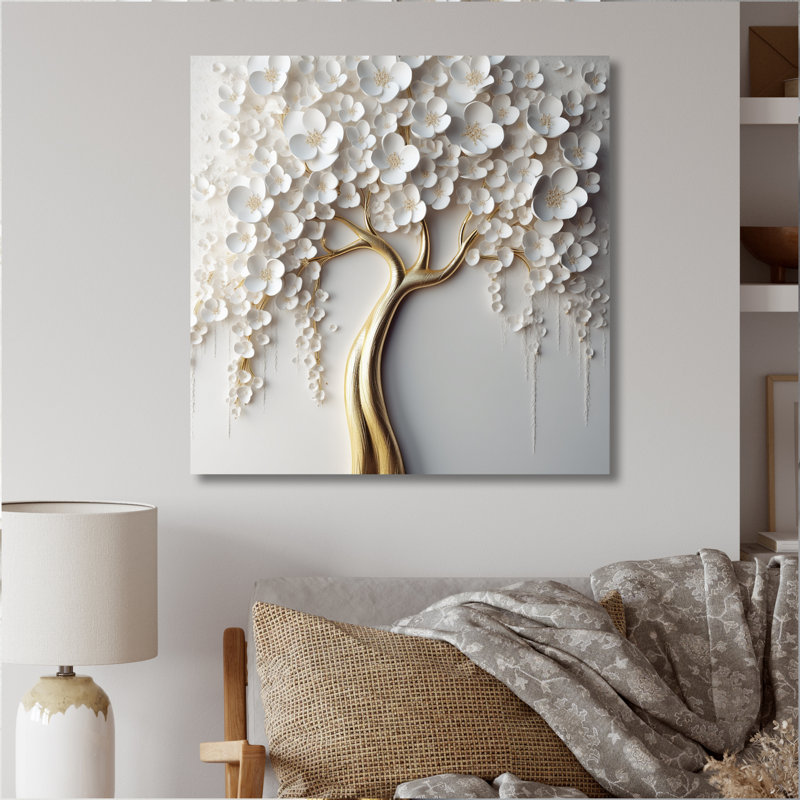 Arunveer White Orchid Tree Garden of Branches VII - Orchid Tree print on Canvas Format: Wrapped Canvas, Size: 24" H x 24" W