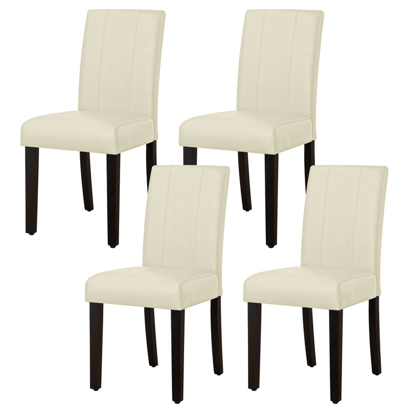 Modern Faux Leather Waterproof Upholstered Dining Chair Upholstery Color: Ivory