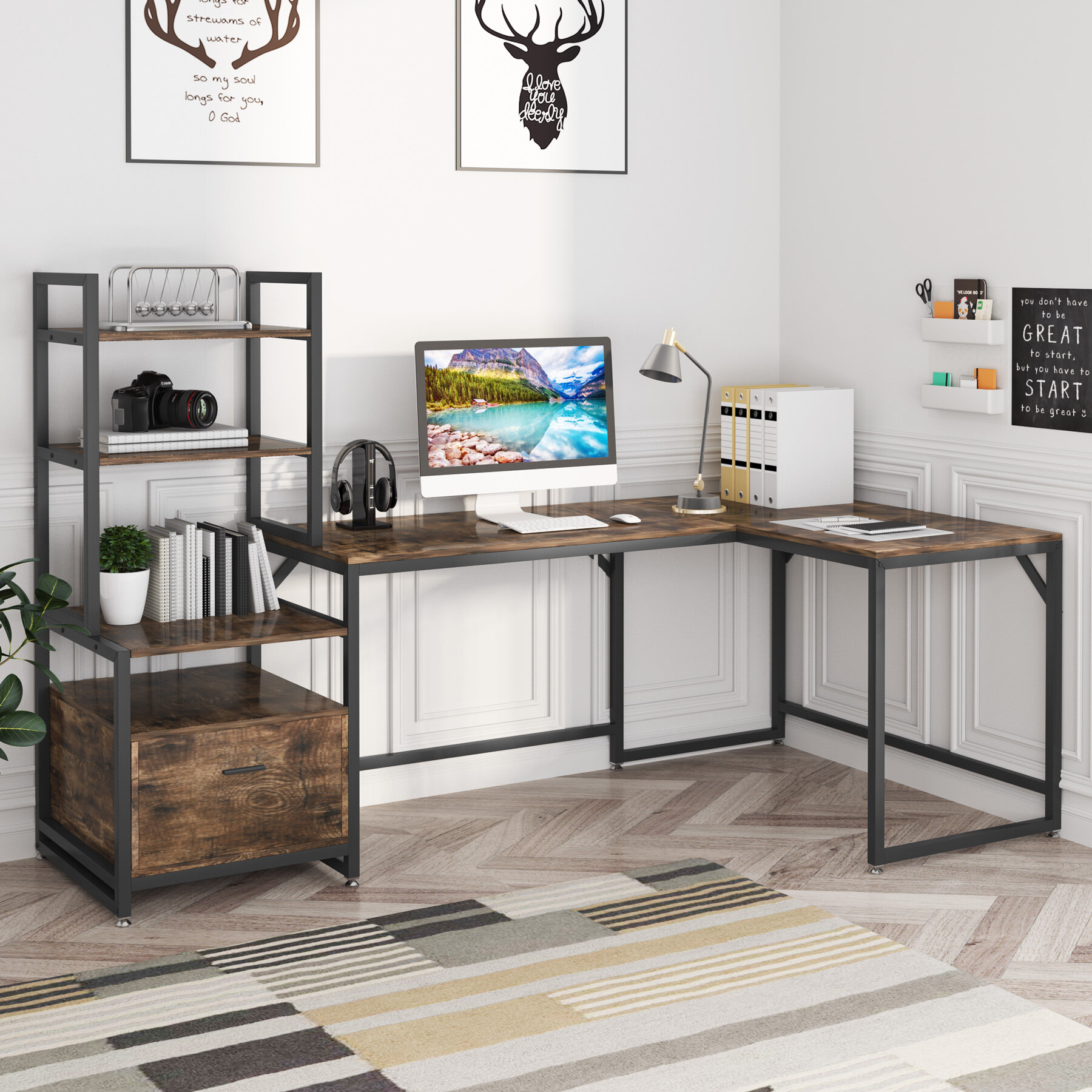 white extendable desk