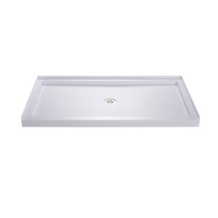 Go to store & view more images DreamLine 36 in. D x 60 in. W x 76 3/4 in. H Right Drain Acrylic Shower Base and QWALL-5 Backwall Kit In White