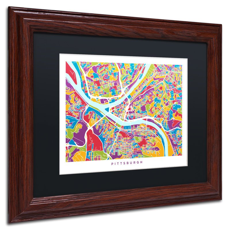 Trademark Art Pittsburgh Street Map Framed Graphic Art Print On Canvas Wayfair
