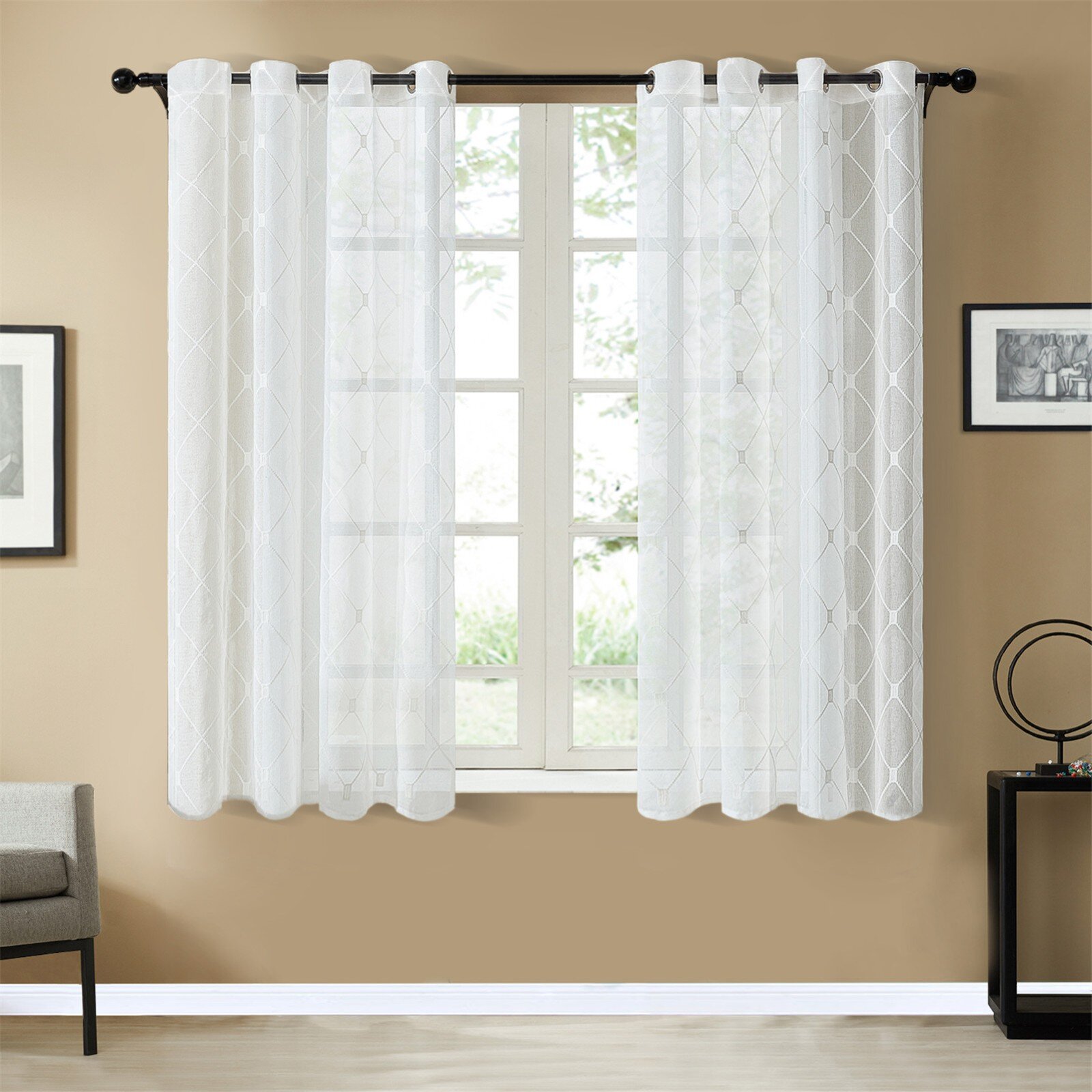 Topfinel Geometric Semi-Sheer Grommet Curtain Panels & Reviews | Wayfair