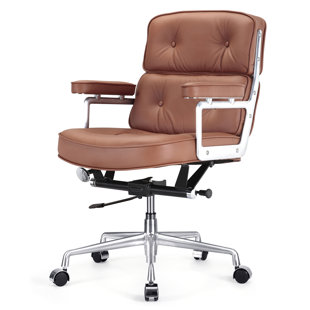 Modern Contemporary Brown Leather Erfly Chair Allmodern Leather Executive Chair