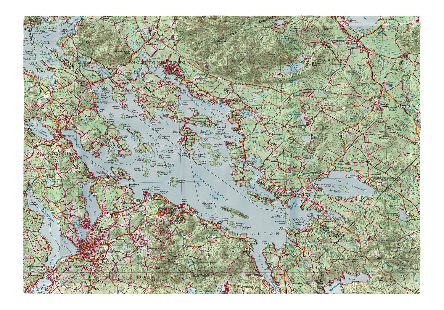 East Urban Home Lake Winnipesaukee, Nautical Map Polyester 12.5 x 18 in ...