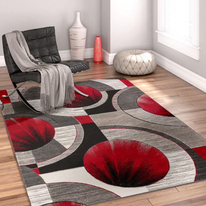 Yolo Red Grey Area Rug