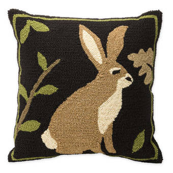 Plow Hearth Woodland Hooked Squirrel Outdoor Throw Pillow