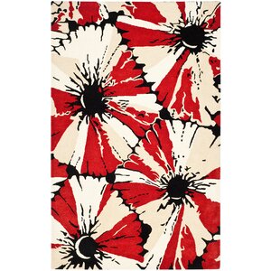 Woodburn Black/Red Area Rug