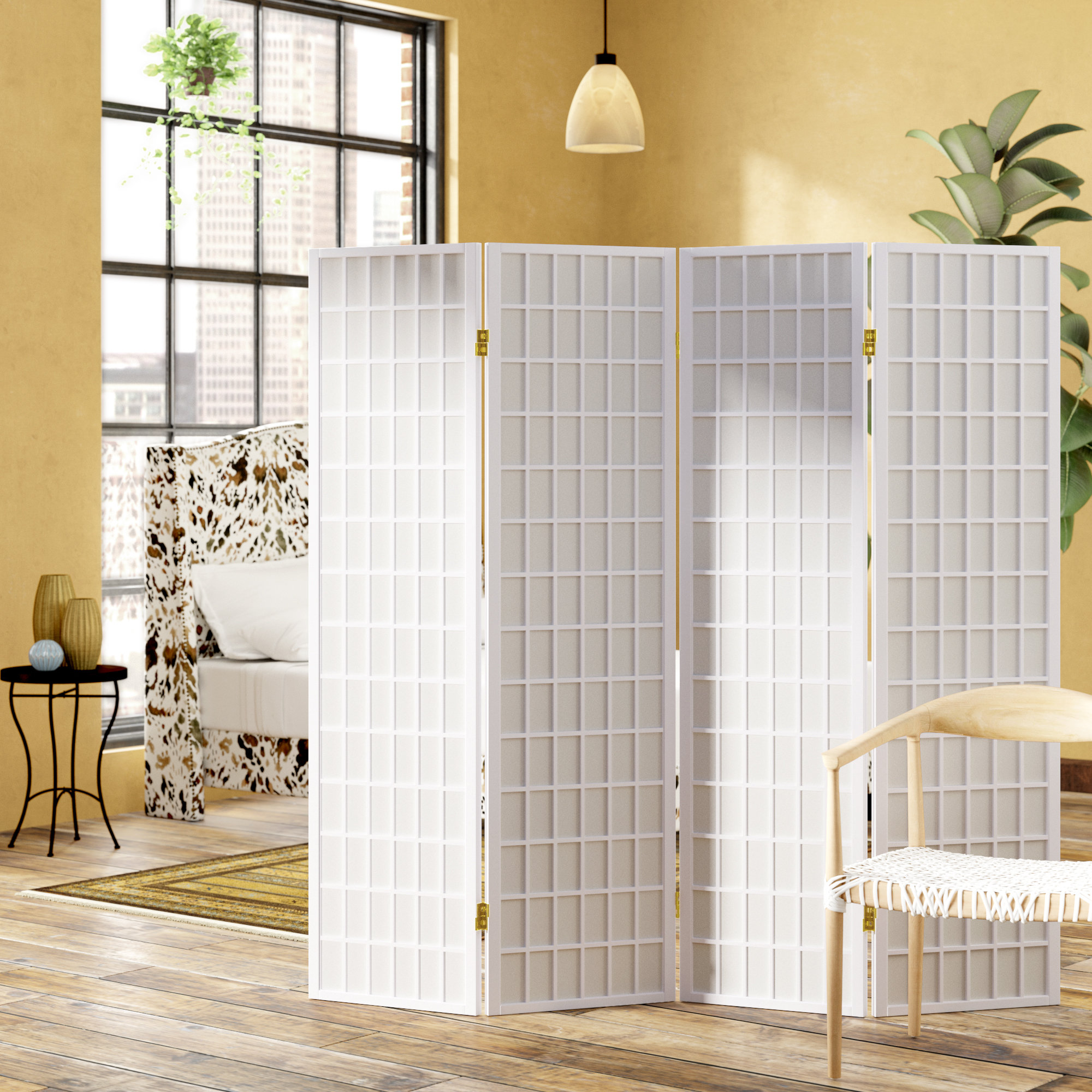 World Menagerie Montclair 69.5'' W x 70.25'' H 4 Panel Folding Room