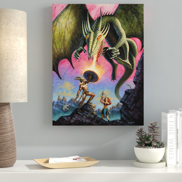 Ebern Designs Attack Of The Fire Drake Acrylic Painting Print On