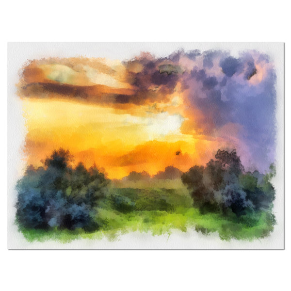 Designart Beautiful Landscape Watercolor Painting Print On