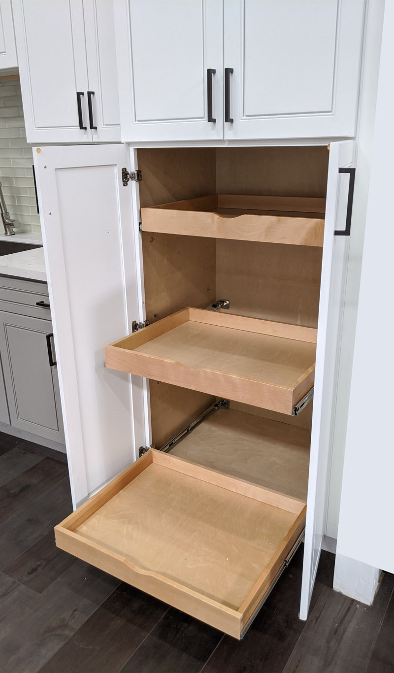 Daiona Solid Wood Pull-Out Drawer Box – 21" Deep Cabinet Organizer in Multiple Widths Out Tray with Brackets Width: 21" W