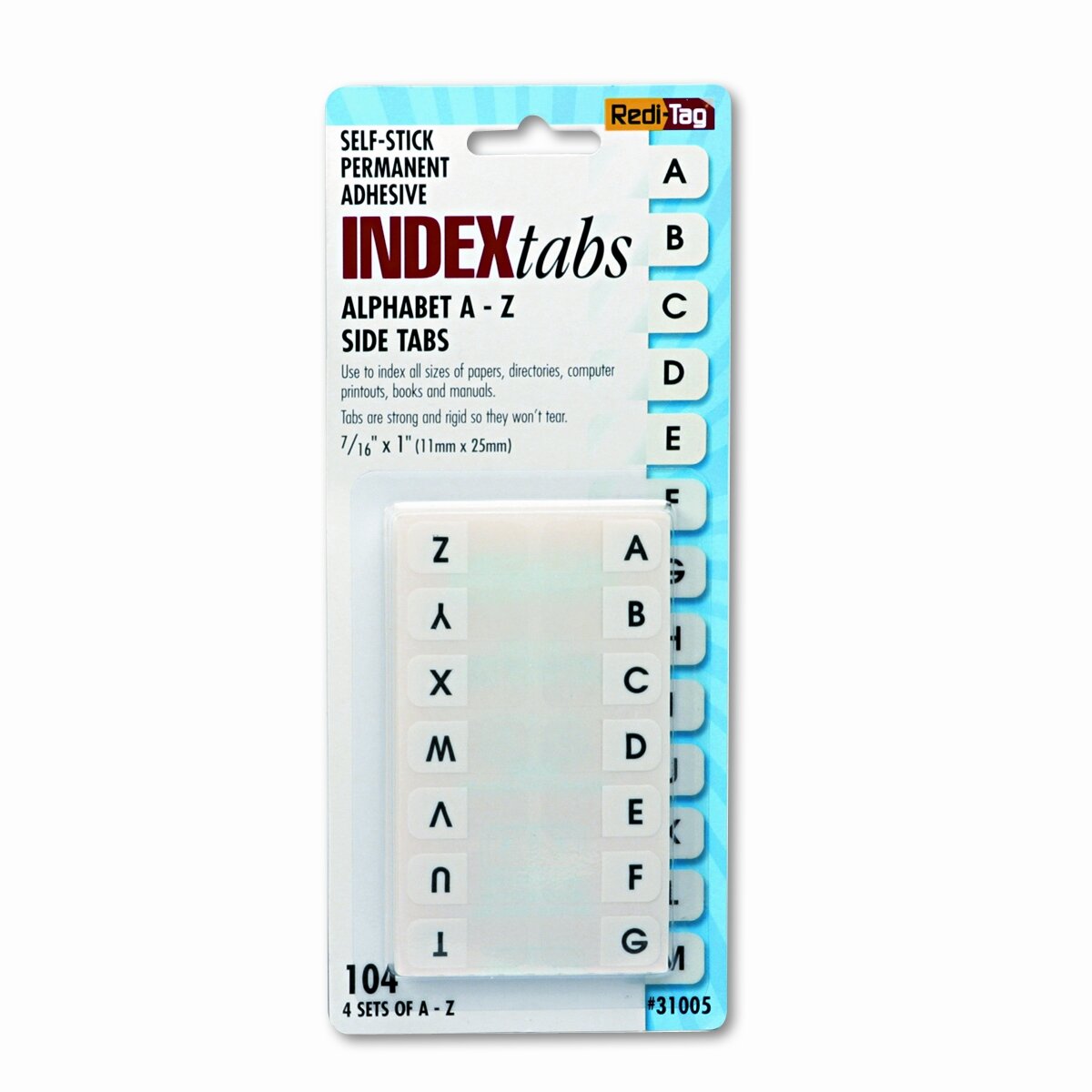 Redi-Tag 31080 Write-On Self-Stick Index Tabs 1 1/2 x 2 Blue Green Yellow 30/Pack 