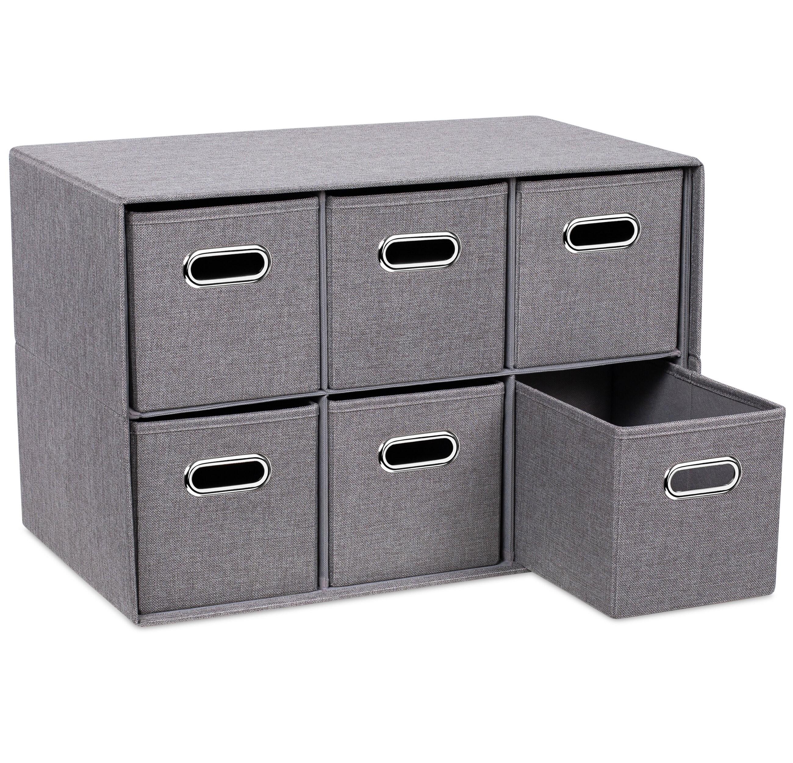 Inbox Zero Blush Linen Cube Organizer Shelf With 6 Storage Bins 