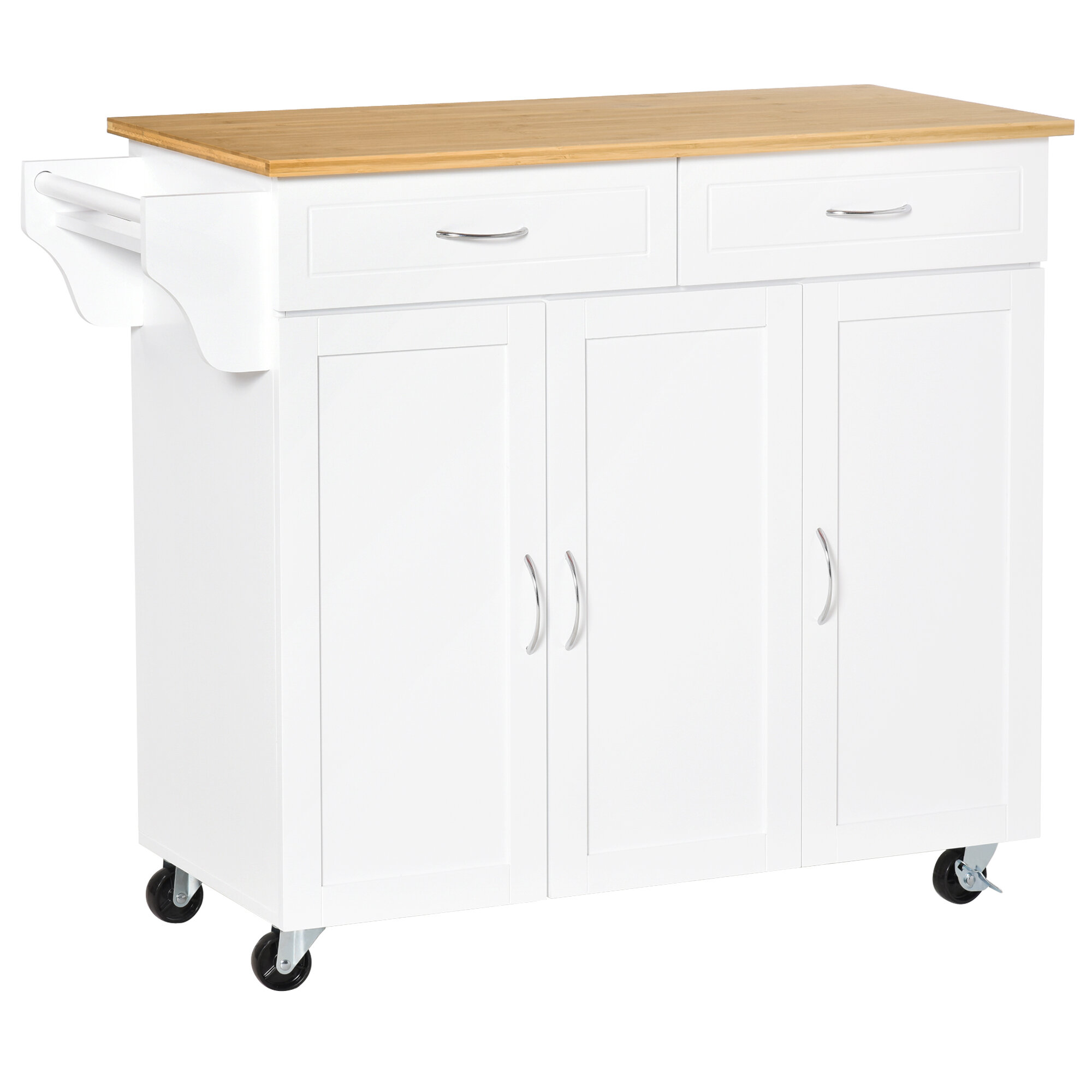 20'' Wide Rolling Kitchen Island with Solid Wood Top