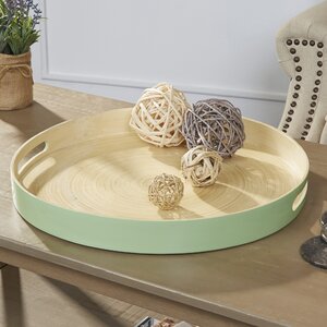 Thyme Round Bamboo Tray with Edge