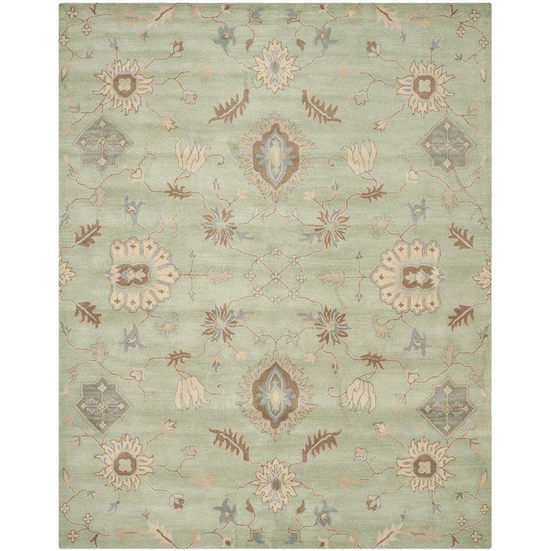 Safavieh Wyndham Floral Handmade Tufted Wool Light Green Cobalt Blue Brown Area Rug Perigold