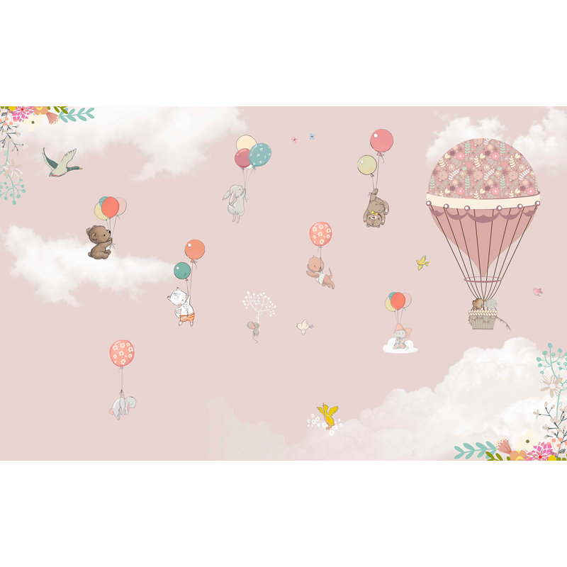 Harriet Bee Hollar Cartoon Animals Hot Air Balloon Wall Mural