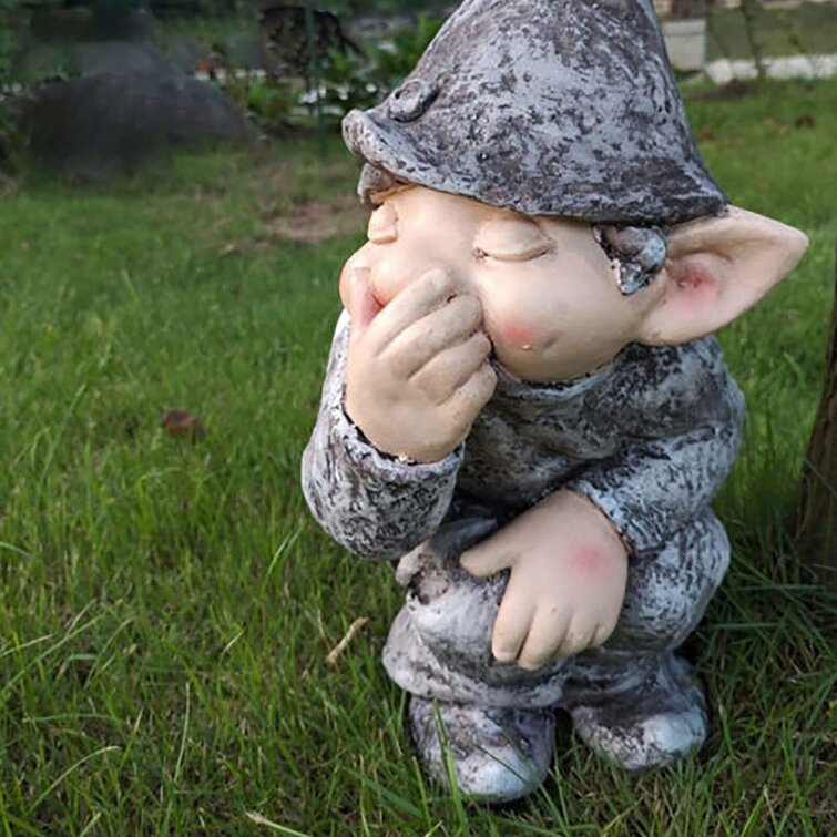 Funny Whimsical Gnome Miniature Dwarf Figurine Statue Garden Art Outdoor Decor