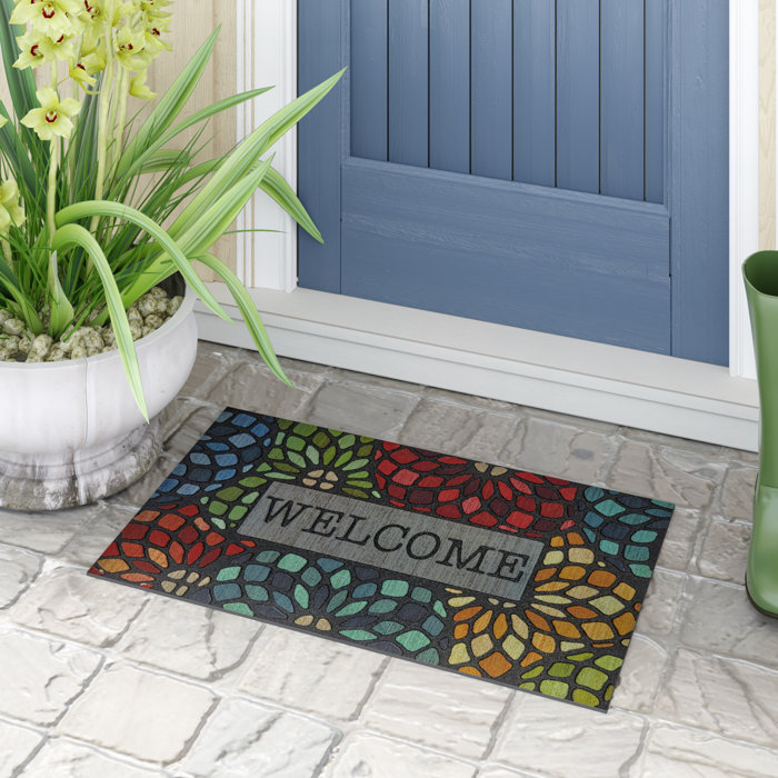 Rumford Welcome Floret 30 In X 18 In Non Slip Outdoor Door Mat