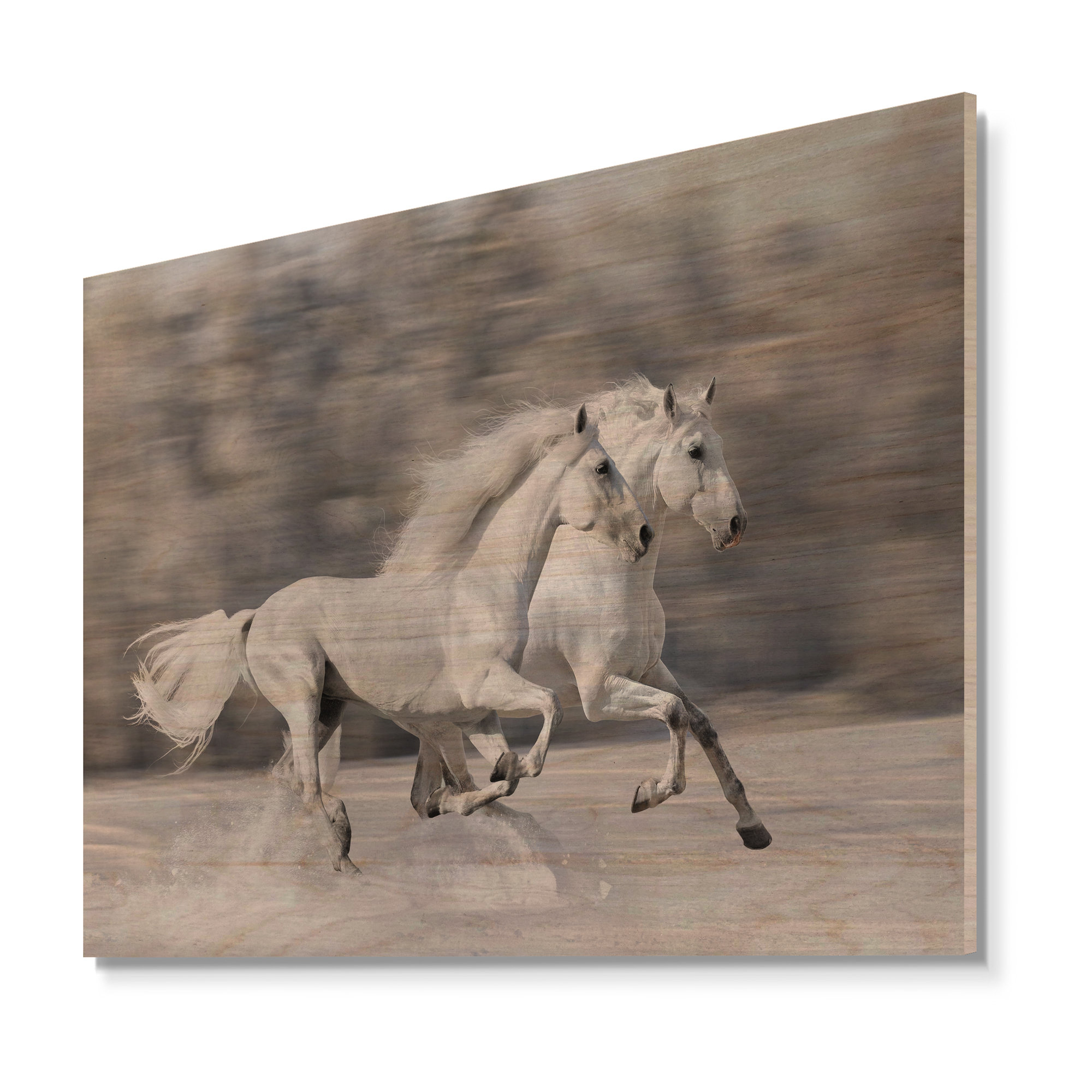 Union Rustic Two White Horse Two White Horse - Unframed Photograph on ...