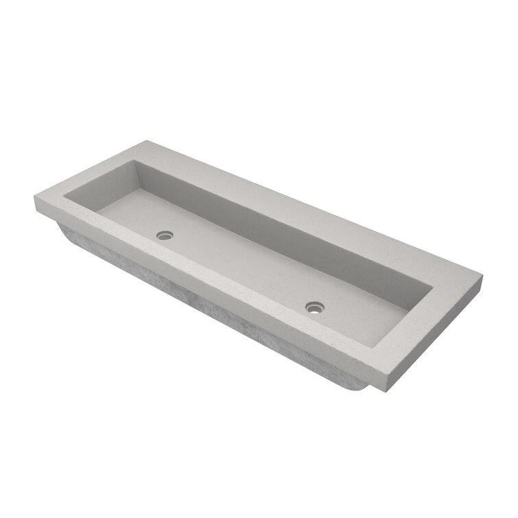 Trough+Concrete+Handmade+Rectangular+Drop in+Bathroom+Sink