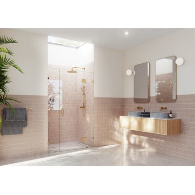 Stellar 44.5 in. x 78 in. Fully Frameless 3 Panel Inline Hinge Shower Door