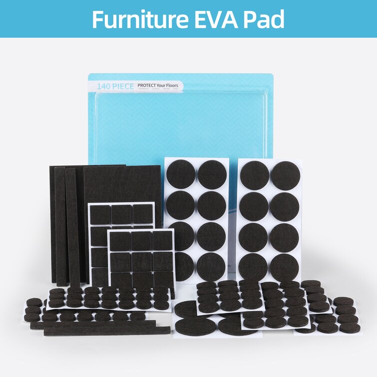 Black Furniture Felt Pads 8-Pack Self-Stick 1/8 Thick Heavy Duty Sheets Wood Floor Protector 