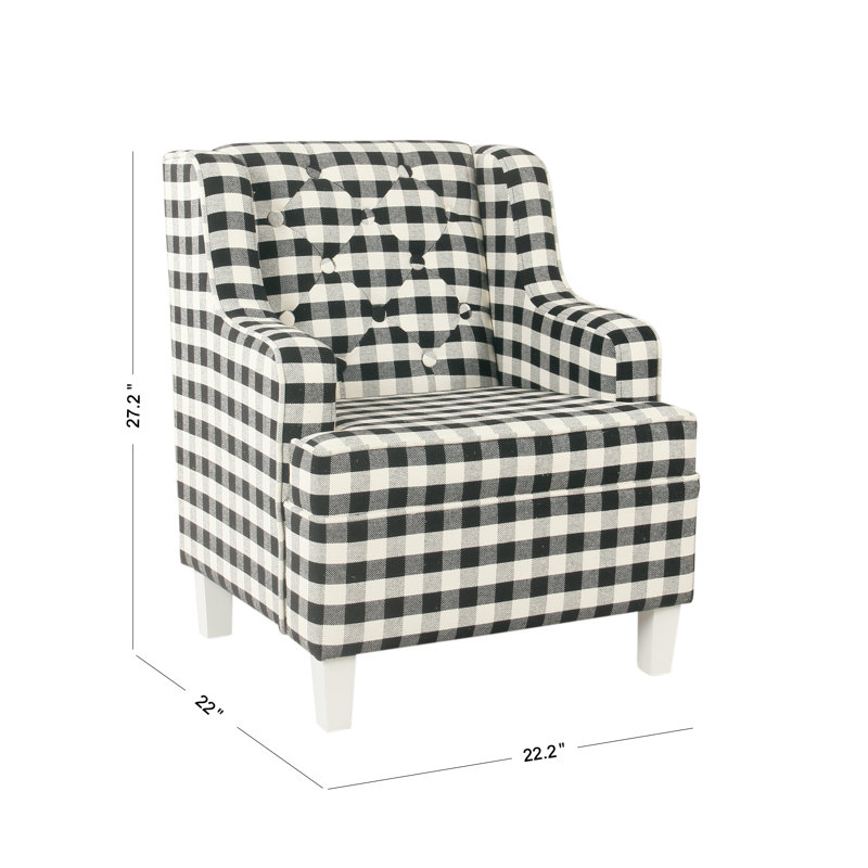 Isabelle Max Kid S Tufted Wingback Chair Mini Black Plaid