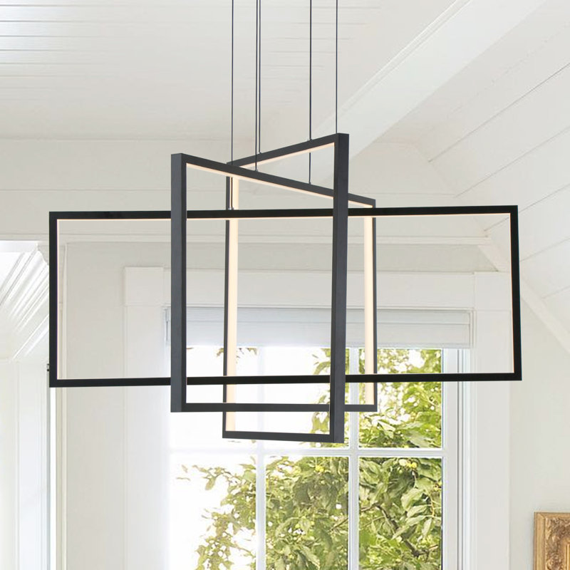 Vollmer 3-Light Dimmable LED Square/Rectangle Chandelier Finish: Black