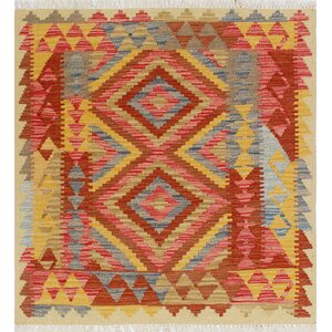 One-of-a-Kind Vallejo Kilim Alev Hand-Woven Wool Rust Area Rug
