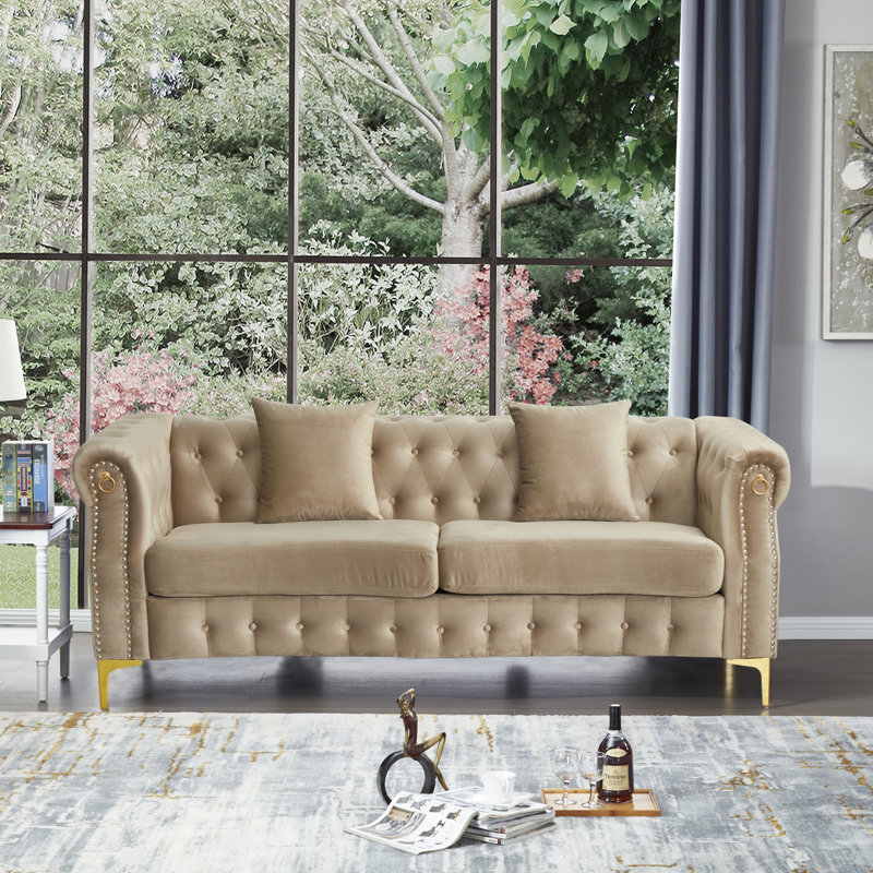 ( incomplete 2/2) Frotten 84.6'' Upholstered Sofa Upholstery Color: Beige Sofa
