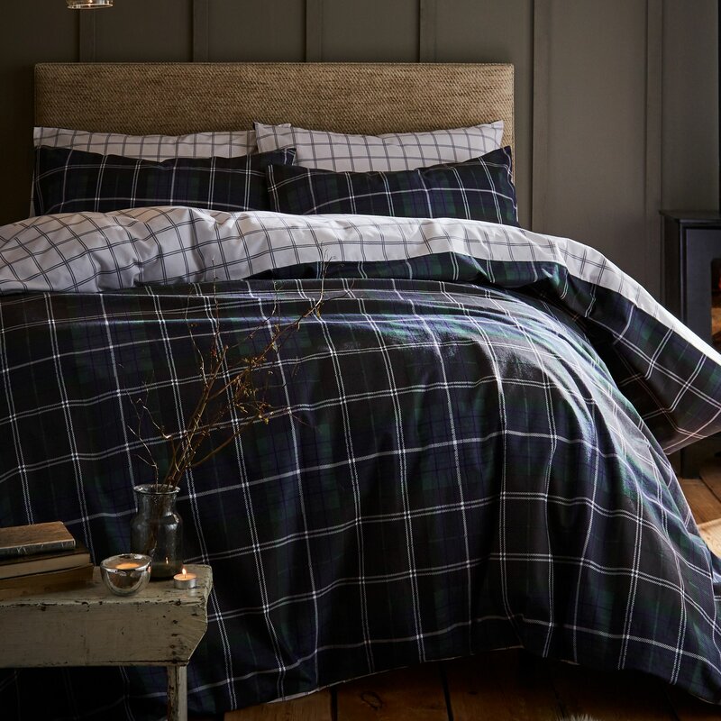 Catherine Lansfield Brushed Cotton Tartan Check Duvet Cover Set