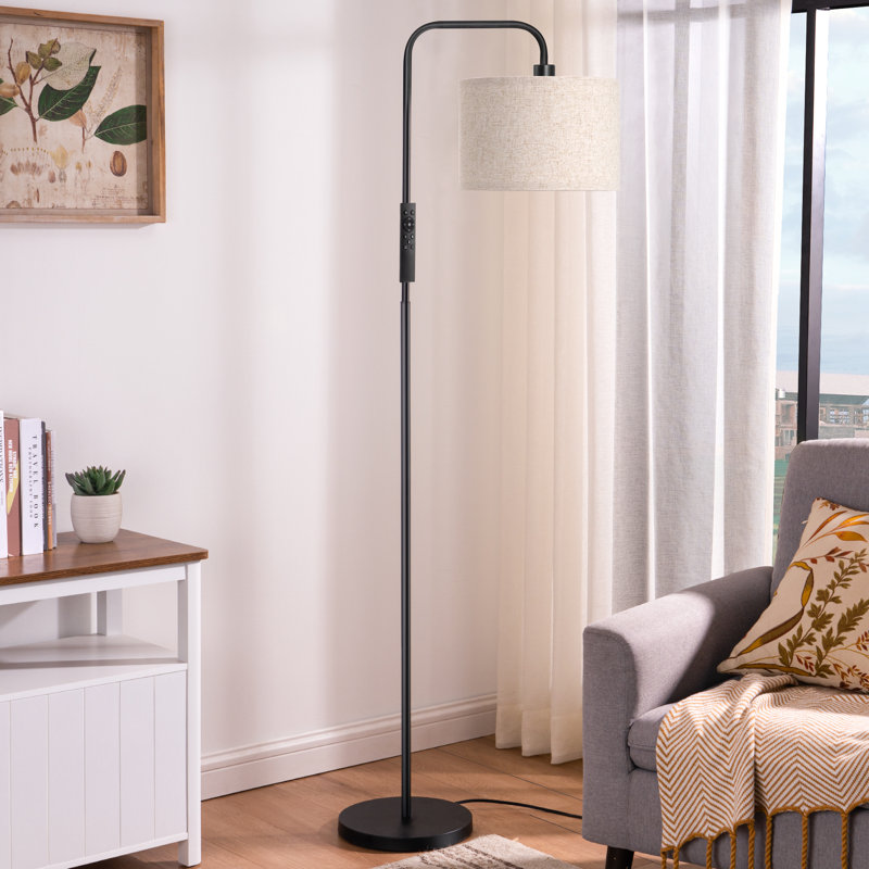 Ellingsworth 63'' Arched/Arc Floor Lamp with Dimmable Bulb and Remote Control Base Finish: Black