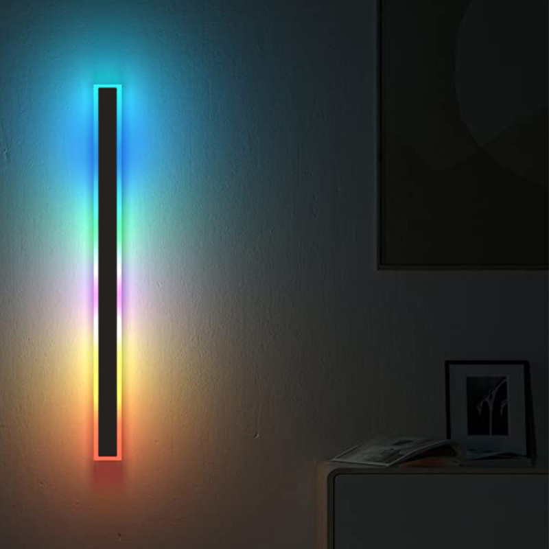 RGB LED Outdoor Wall Light, Modern Porch Light with Remote Control, IP65 Waterproof Exterior Sconce Size: 24" H x 3" W x 2" D, Wattage: 20