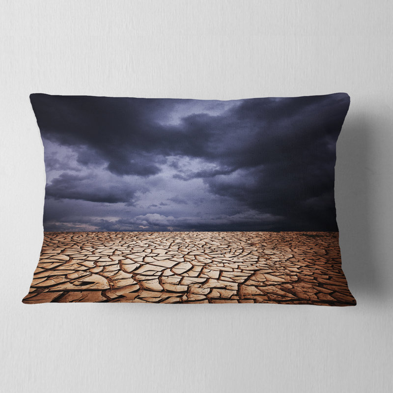 East Urban Home Landscape Dramatic Cloudy Sky Over Drought Land Lumbar Pillow Wayfair