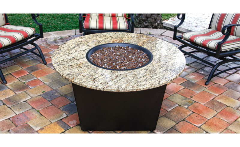Firetainment The Santiago Granite Gas Fire Pit Table Aluminum