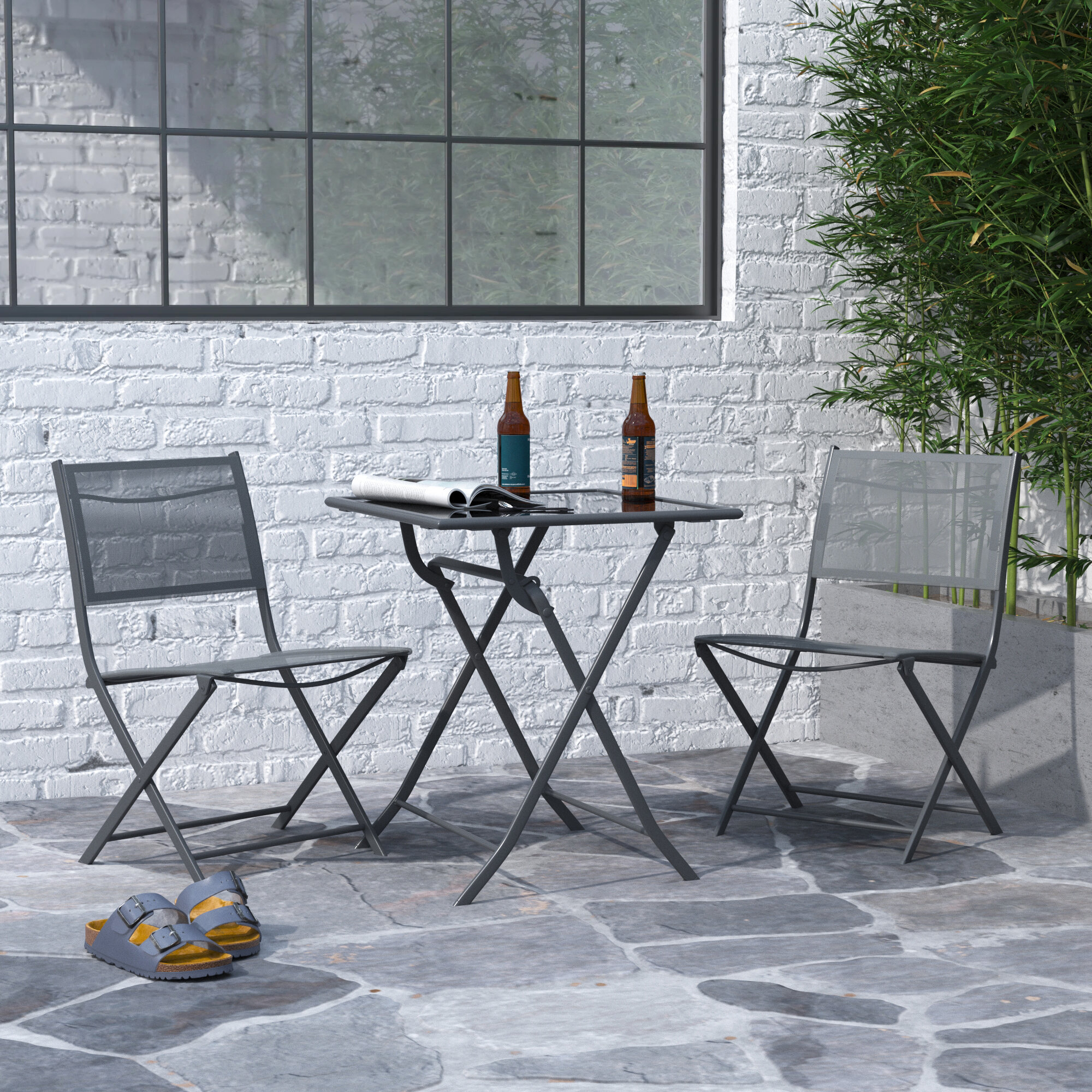 small square bistro table and chairs