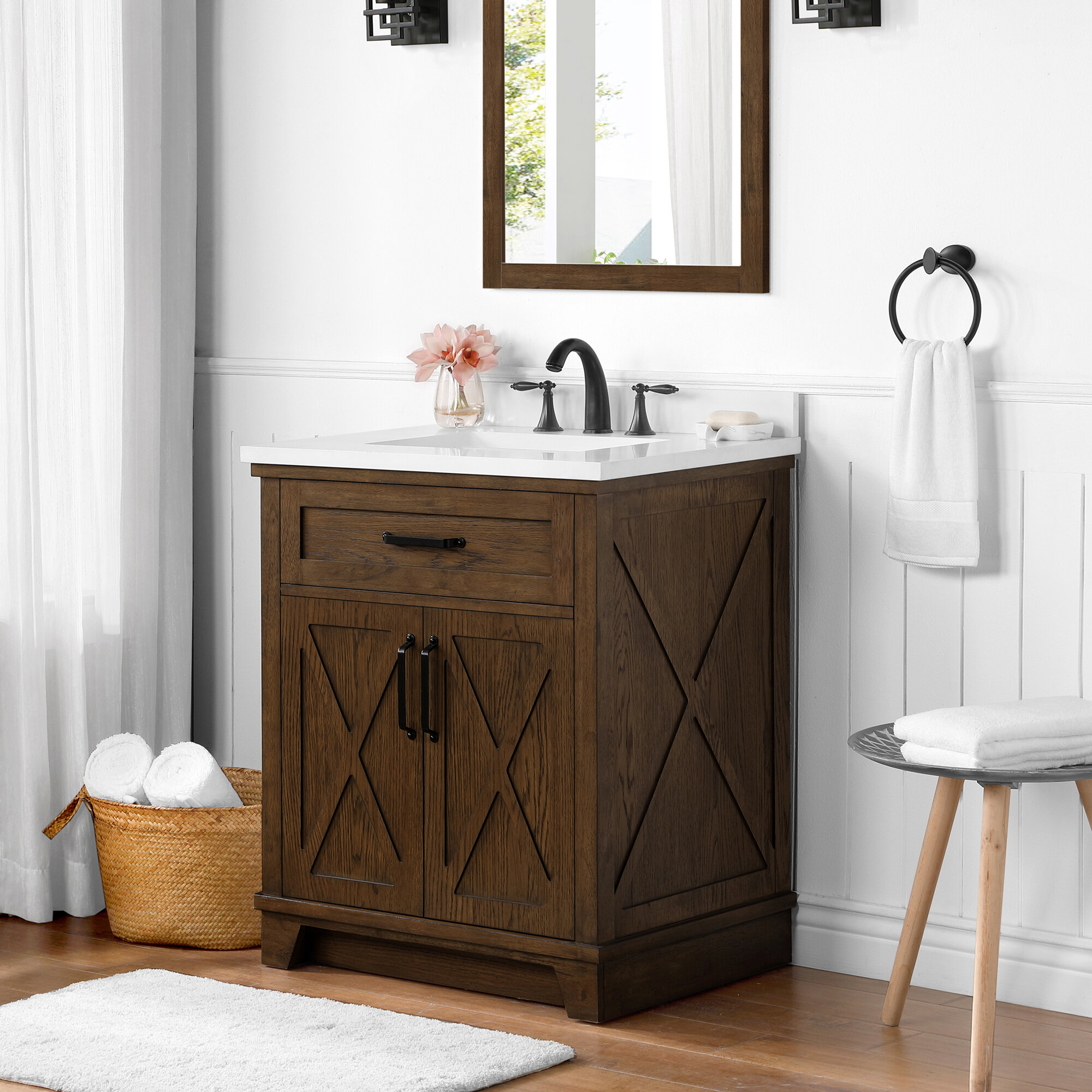 Ove Decors Ollie 30 In Single Sink Bathroom Vanity In Antique Coffee Finish Wayfair