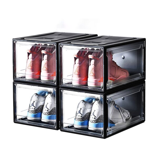 Rebrilliant 4 Pair Stackable Shoe Storage Box | Wayfair