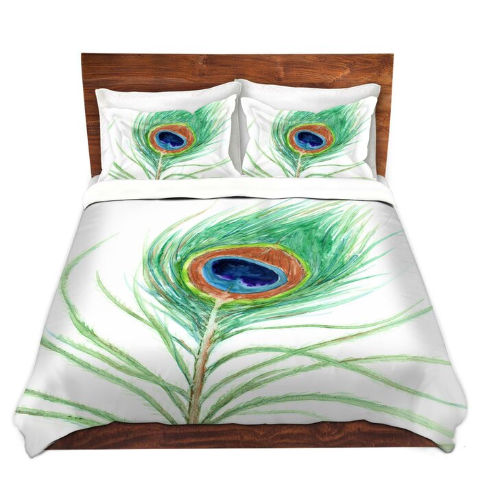 Dianochedesigns Peacock Feather Duvet Cover Set Wayfair Ca